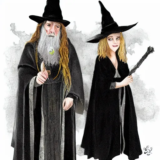 Image similar to a wizard and a witch