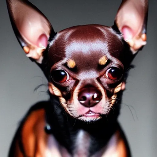 Image similar to a dark brown chihuahua, epic, realistic, hyper detailed