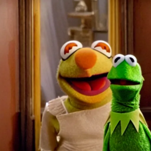 Image similar to movie still of muppets in The Shining