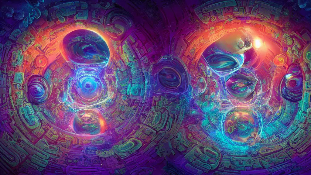 Prompt: lsd visuals dmt visuals shroom visuals a monkey face spirals and fractal designs infinity by Paul Lehr and moebius and beeple and in the middle a portal back to reality, filmic, cinematic, into the void