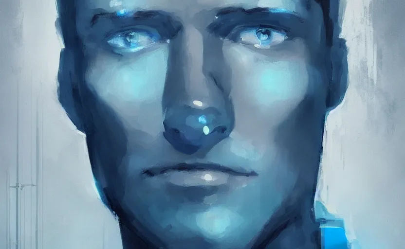 Prompt: A painting of Connor the Android sent by Cyberlife trending on artstation in the style of Greg Rutkowski