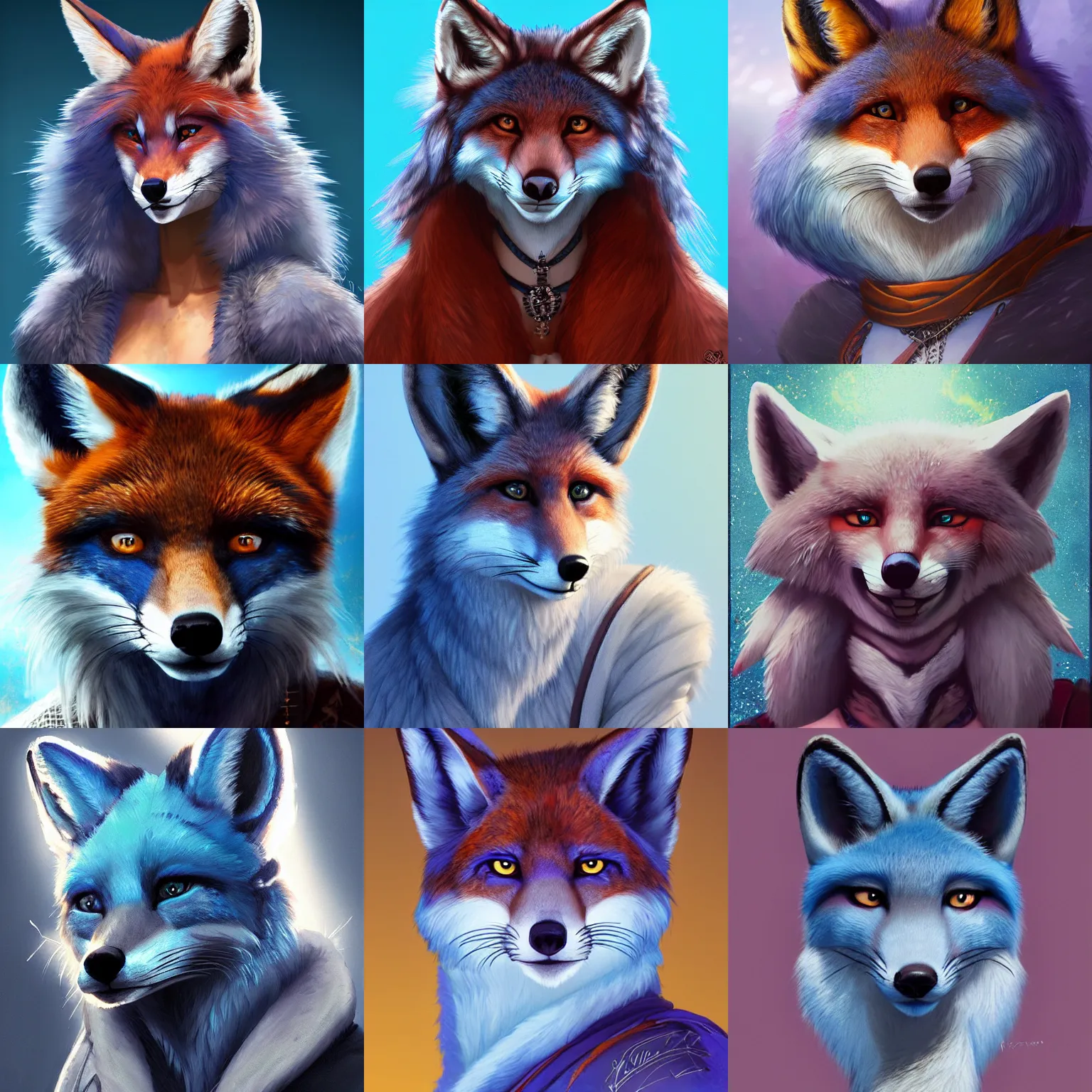 Prompt: a portrait of krystal, a blue furred vixen with tribal clothing, female fox, tribal clothing, artstation, greg rutkowski, furry furaffinity, krystal from star fox