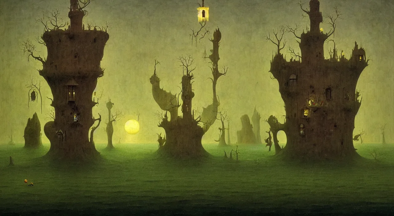 Prompt: single flooded simple!! fungus tower, very coherent and colorful high contrast ultradetailed photorealistic masterpiece by franz sedlacek hieronymus bosch dean ellis simon stalenhag rene magritte gediminas pranckevicius, dark shadows, sunny day, hard lighting