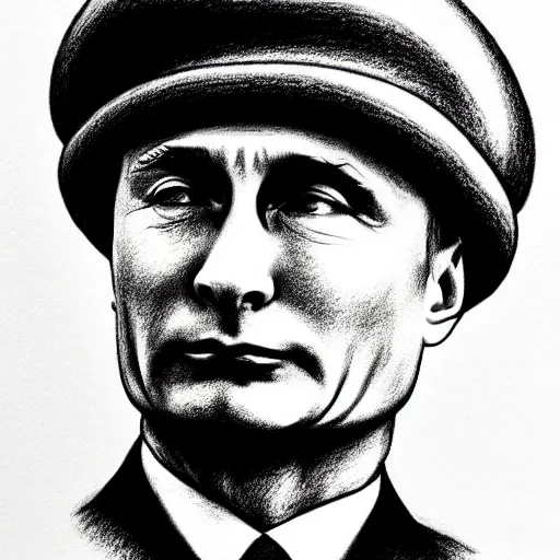 Image similar to vladimir putin with a mushroom cloud hat, cartoonish, ultra detailed pencil drawing