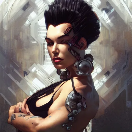 Image similar to brutalist Portrait of KMFDM, intricate, wild, highly detailed, digital painting, artstation, concept art, smooth, sharp focus, illustration, art by artgerm and greg rutkowski and alphonse mucha and Hajime Sorayama