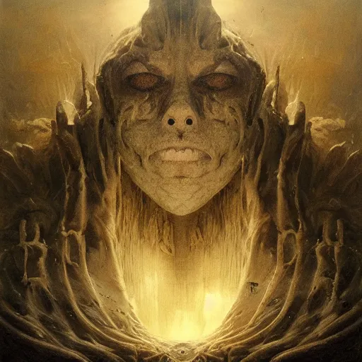 Image similar to the mask of kether, realm of purity, singularity, whiteness | highly detailed matte painting, hyperrealistic, very intrincate | cinematic lighting, award - winning | by rachel ruysch, giger, beksinski and bocklin | by austin osman spare and william blake, trending on artstation, cgsociety, official art, octane.