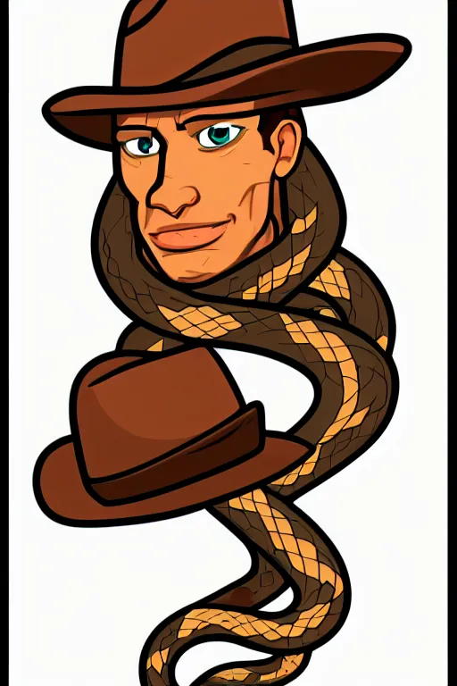 Image similar to A portrait of a snake cowboy, sticker, colorful, illustration, highly detailed, smooth and clean vector curves, no jagged lines, vector art, smooth
