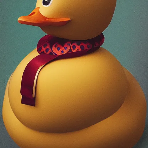 Prompt: a matte portrait of a highly decorated rubber duck with a dreamy expression, highly detailed, illustration in renaissance style