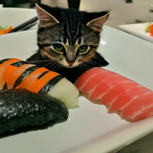 Image similar to cat is sushi