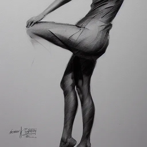 Prompt: abstract full body charcoal sketch by art frahm and vladimir volegov