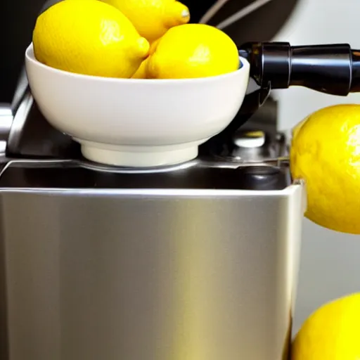 Prompt: juicing a lemon on a lemon juicer, close up photo