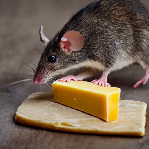 Image similar to mouse eating a giant piece of cheese