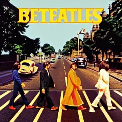 Image similar to the beatles album art by wes anderson