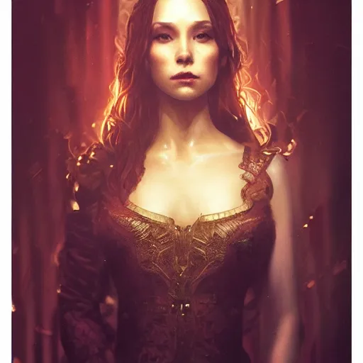 Prompt: Riveting high society regal female vampire portrait, atmospheric lighting, painted, intricate, volumetric lighting, beautiful, rich deep colors masterpiece, golden hour, sharp focus, ultra detailed, by Leesha Hannigan, Ross Tran, Thierry Doizon, Kai Carpenter,Ignacio Fernández Ríos