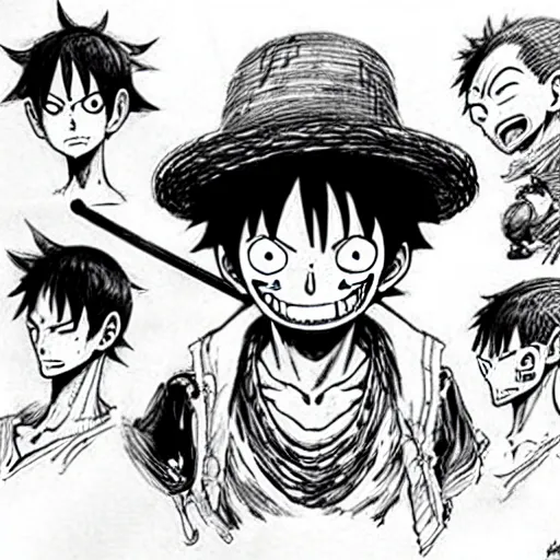 Image similar to luffy by kim jung gi