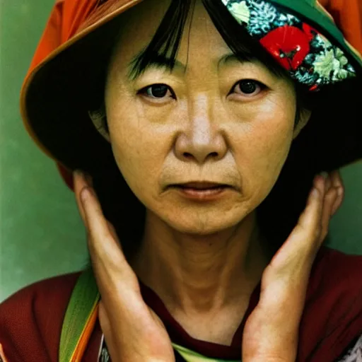 Image similar to photograph of a japanese woman, photograph by steve mccurry