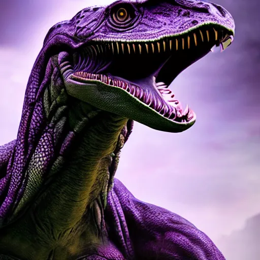 Prompt: stunning reptilian raptor-like alien creature, dark and mysterious, stopped in time, atmospheric, alien jungle, purple floral eerie, cinematic, Epic, 8k, 4k, ultra detail, ultra realistic, rendered by awesomeness