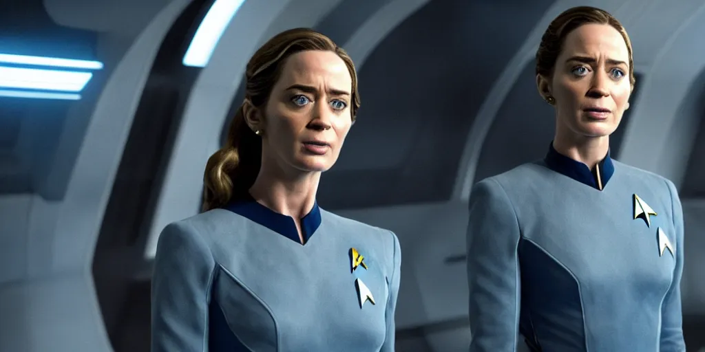 Image similar to emily blunt is the captain of the starship enterprise in the new star trek movie