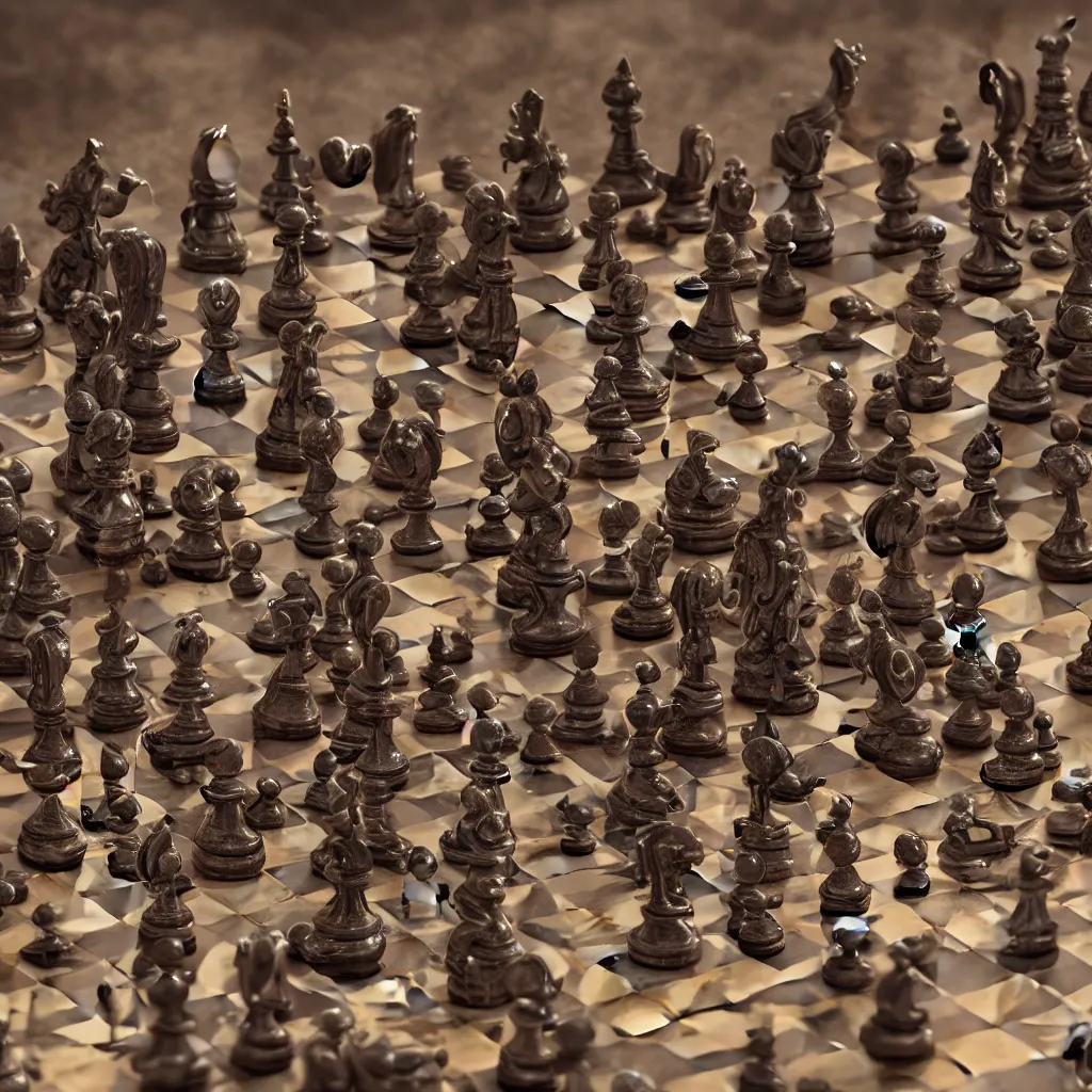Image similar to Demons versus Angels as chess pieces on chessboard as battle field, cinematic lighting, photo realistic image, 4K, super detailed, cinematic look