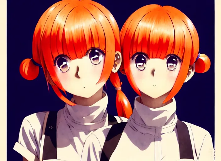 Prompt: anime girl with orange short hair in the form of two pigtails in the Soviet pioneer form,omoide emanon, tsuruta kenji, murata range,kawaii, kyoto animation, manga,katsura masakazu, intricate, detailed, studio lighting, gradation,editorial illustration, matte print, Ilya Kuvshinov