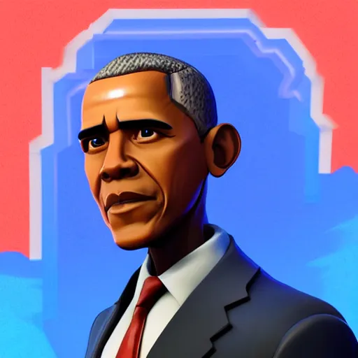 Prompt: barack obama in fortnite, battle royale, 3 d render, blender, colorful, vivid