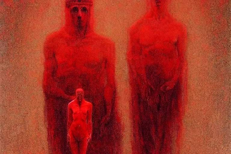 Image similar to only with red, caesar, a red tiger, in hoc signo vinces, win, an ancient path, in the style of beksinski, part by hopper, part by rodcenko, part by hofbauer, intricate composition, red by caravaggio, insanely quality, highly detailed, masterpiece, red light, artstation