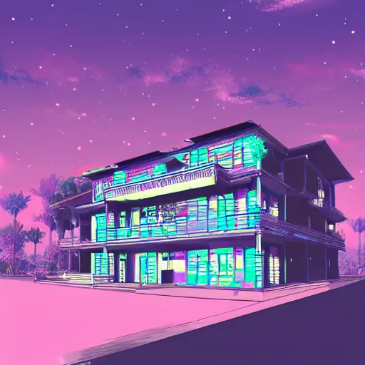 Image similar to vaporwave house, concept