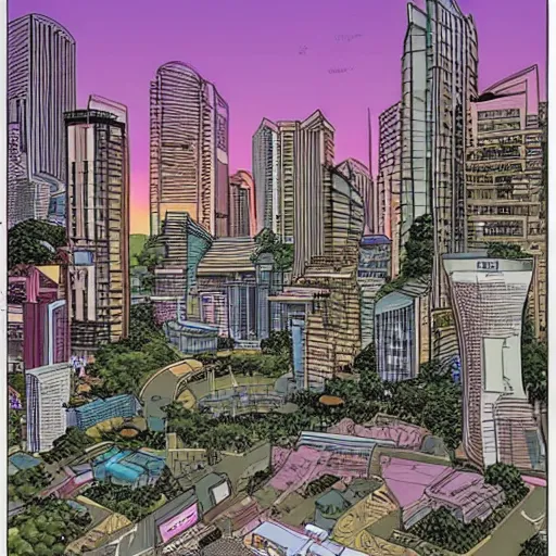 Prompt: a snapshot of a singaporean neighbourhood, by moebius