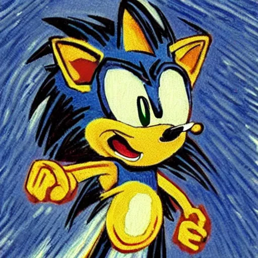 Image similar to “sonic the hedgehog, by Vincent Van Gogh”