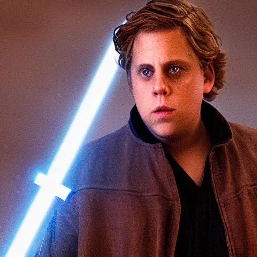 Image similar to jonah hill as luke skywalker in star wars episode 6, 8k resolution, full HD, cinematic lighting, award winning, anatomically correct