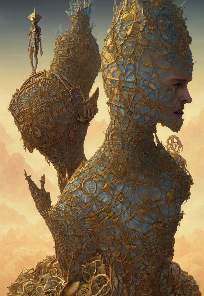 Prompt: gediminas pranckevicius portrait and fullbody of fractal tarot sun figure person amazing desert lich pharaoh, ultra realistic, concept art, intricate details, eerie, highly detailed, photorealistic, octane render, 8 k, unreal engine. art by artgerm and greg rutkowski and charlie bowater and magali villeneuve and alphonse mucha