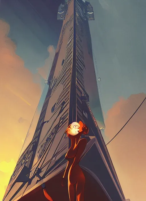 Prompt: titanic orange glowing humanoid standing next a skyscraper with thousands of floors and bright yellow windows inside a dark cavern, in the Style of Artgerm and Charlie Bowater and Atey Ghailan and Mike Mignola, hard shadows and strong rim light, Comic Cover Art