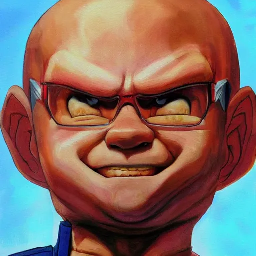 Image similar to Painting of John C. Reilly, official, hyper detailed, character dragonball, award winning artwork, Akira Toriyama