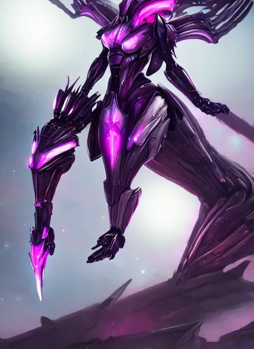 Image similar to cinematic, hyperdetailed elegant beautiful stunning giantess anthropomorphic mecha hot female dragon goddess, sharp spines, sharp metal ears, glowing purple visor, smooth fuschia skin, silver armor, bigger than galaxy, epic proportions, epic scale, macro giantess, warframe, destiny, furry, dragon art, goddess art, giantess art, furaffinity, octane