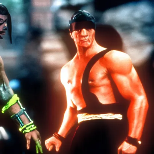 Image similar to mortal kombat with donal trump, film still