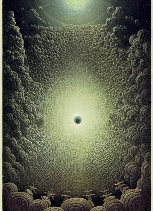 Image similar to antediluvian occult cosmology, panspermia, by daniel arsham and robert hooke and ernst haeckel and agostino arrivabene and joaquin sorolla and martin johnson heade, rule of thirds, vivid colours, negative space, atmospheric, digital painting, artstation, concept art, smooth, sharp focus