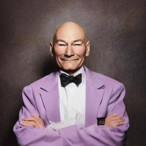 Image similar to photograph of Patrick Stewart dressed as the tooth fairy