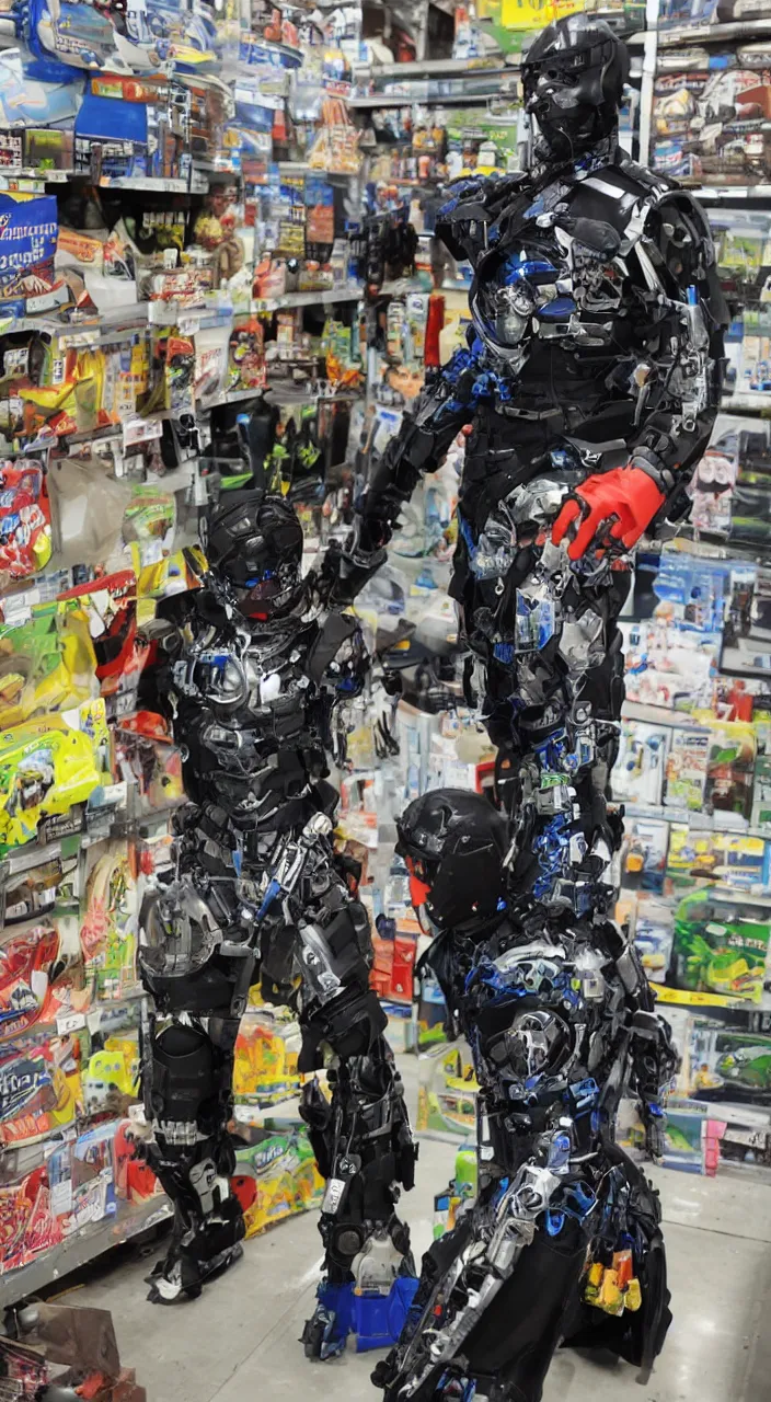 Image similar to cyborg ninja in walmart