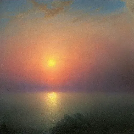 Prompt: tornado on the river, top view, sunset, by ivan aivazovsky,