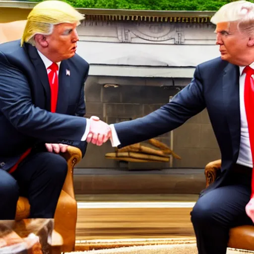 Image similar to donald trump and magnus carlsen shaking hands