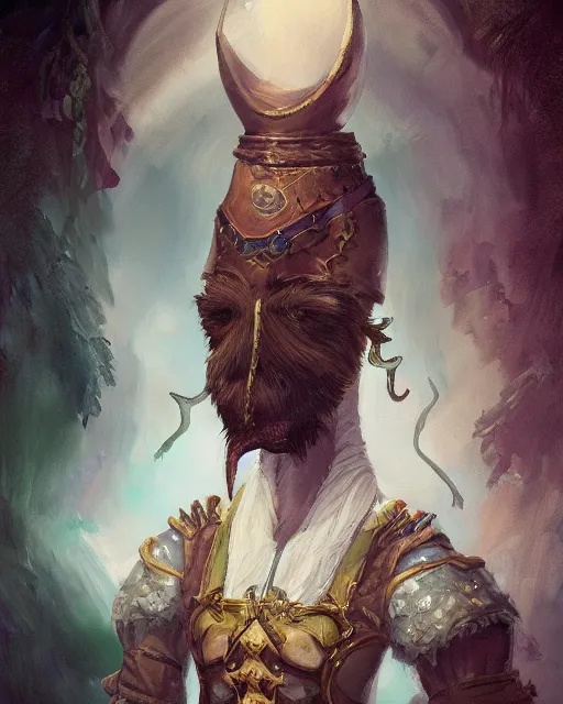 Image similar to High Fantasy whimsical portrait painting of a wise anthropomorphic humanoid mole, upper body, wearing fantasy formal clothing, wearing fantasy clothing, cgsociety, trending on artstation, dnd