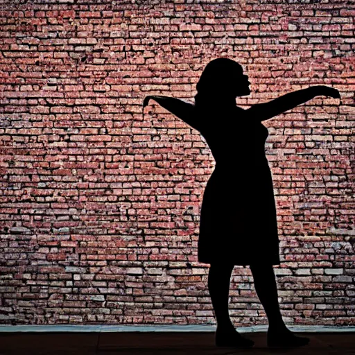 Image similar to a silhouette of a woman cast upon a brick wall