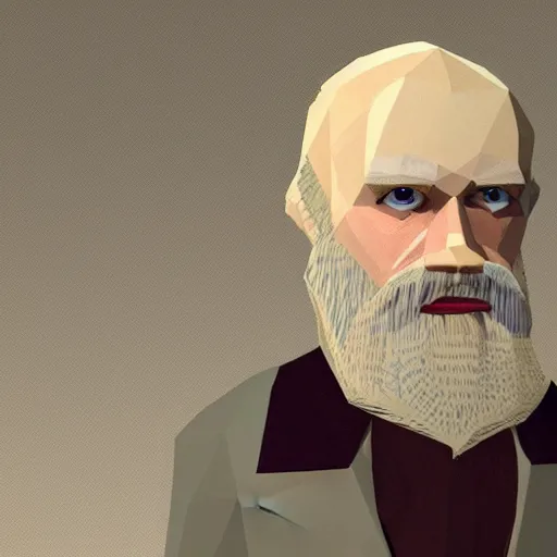 Image similar to low polygon charles darwin