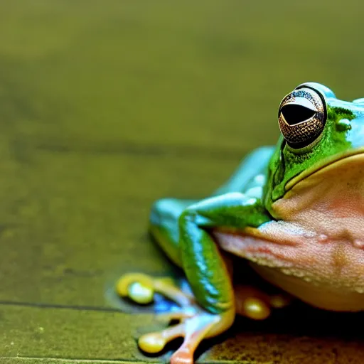 Image similar to a frog struggling to explain pulmonary physiology to a medical student