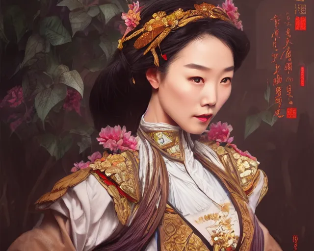 Image similar to photography of hong kong actress barbara yung dressed as dongfang bubai, deep focus, d & d, fantasy, intricate, elegant, highly detailed, digital painting, artstation, concept art, matte, sharp focus, illustration, hearthstone, art by artgerm and greg rutkowski and alphonse mucha