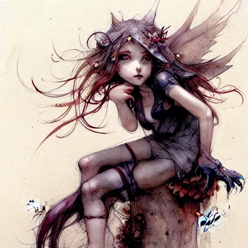 Image similar to ( ( ( ( ( cute succubus girl. muted colors. ) ) ) ) ) by jean - baptiste monge!!!!!!!!!!!!!!!!!!!!!!!!!!! high resolution