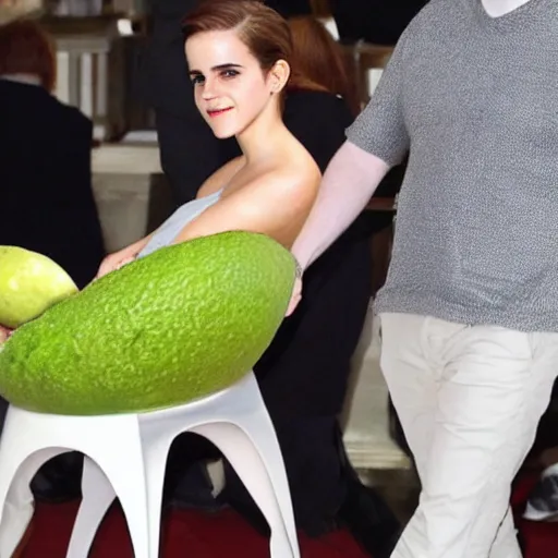 Image similar to emma watson as an avocado chair