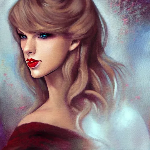 Image similar to romantic painted portrait of taylor swift by destiny 2 concept artists