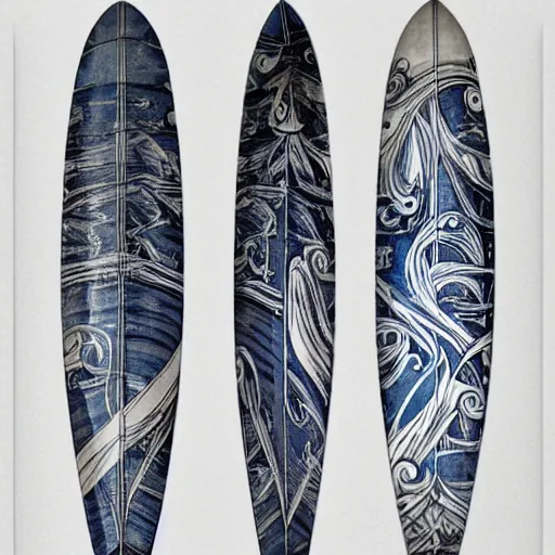 Prompt: blueprint sketch of a beautiful surfboard painted by leonardo da vinci, technical sketch, high detail, charocal drawing, firewire gofish, pukas surfboards, channel island surfboards