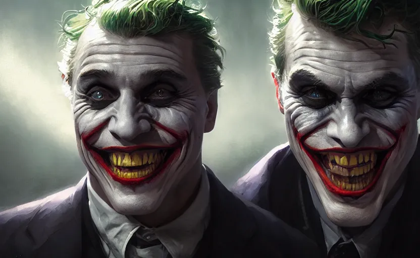 Prompt: highly detailed portrait of christoph waltz as the joker, in batman comic book, stephen bliss, unreal engine, fantasy art by greg rutkowski, loish, rhads, ferdinand knab, makoto shinkai and lois van baarle, ilya kuvshinov, rossdraws, tom bagshaw, global illumination, radiant light, detailed and intricate environment